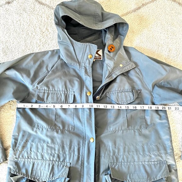 Vintage 60s/70s Zero King Slate Gray Hooded Rain Jacket Sz 10 - Picture 4 of 11